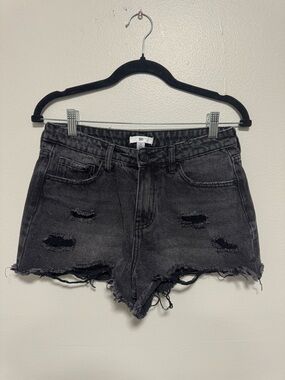 BP. Washed Black Distressed Denim Shorts